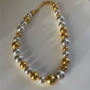 J Crew Gold and Silver Beaded Necklace